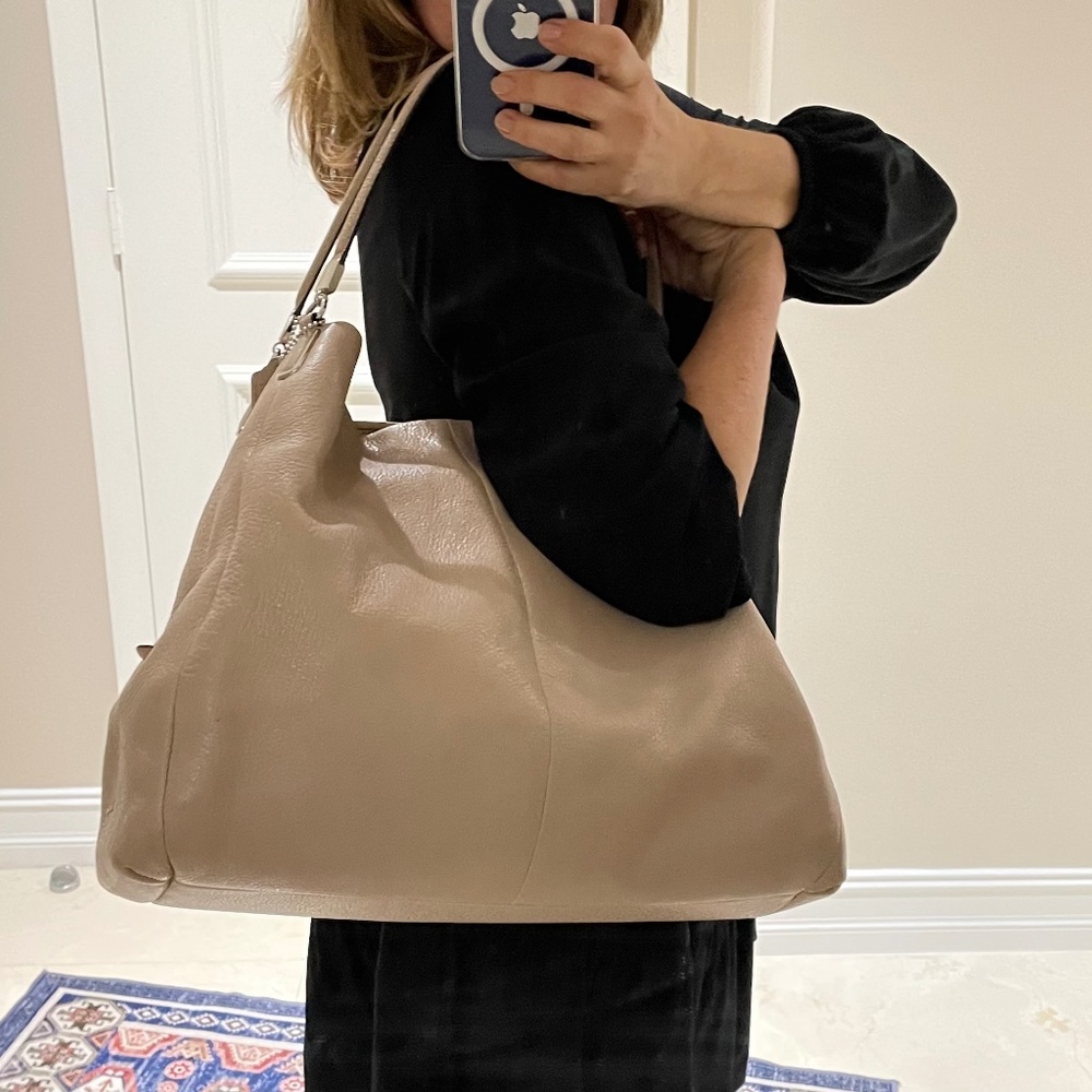 Coach Phoebe Light Taupe Pebbled Leather